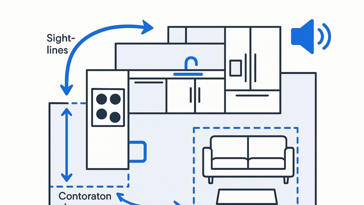 Open Concept Kitchen Placement: Sightlines, Zones, Acoustics
