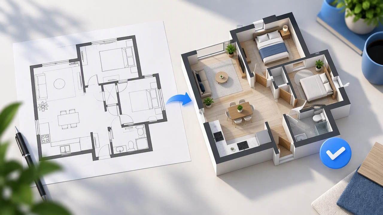 How to Get a Faithful Floor Plan Visualization With a 3D Renderer