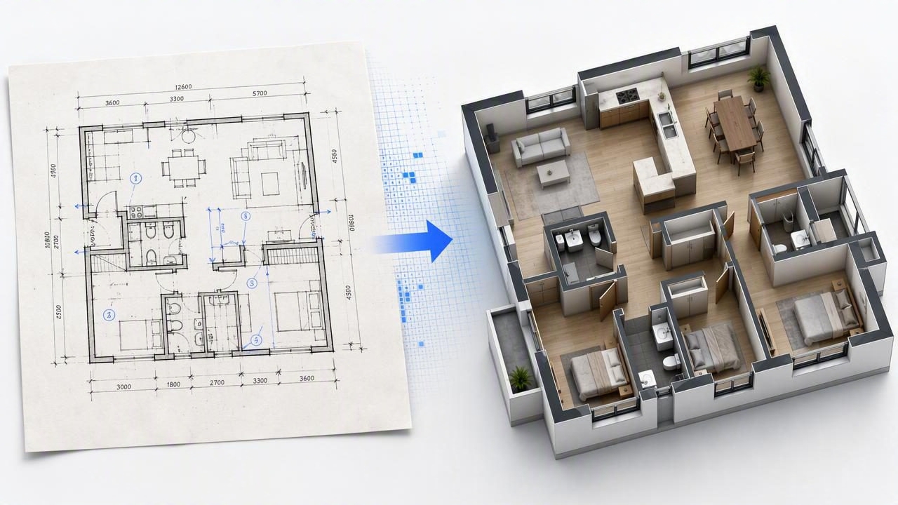 How to Convert a Scanned Floor Plan to 3D Without Losing Details