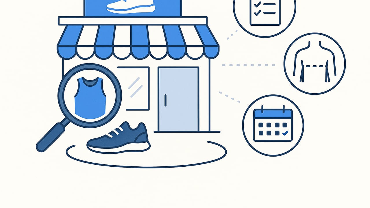 Tienda de deportes: guía de compra inteligente, tallas y calendario