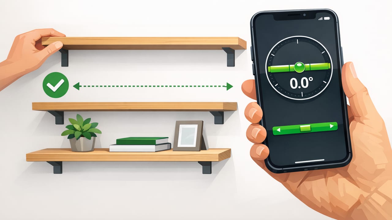How to Align Shelves Using a Phone Inclinometer (Step-by-Step)