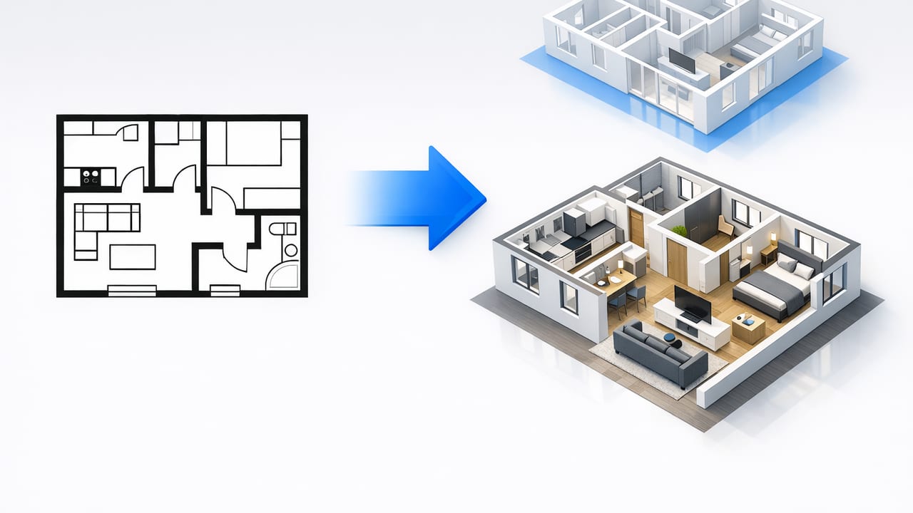 Black and White Floor Plan to 3D: Clean, Convert, and Visualize