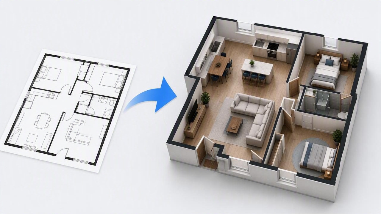 How to Turn a Black and White Floor Plan Into 3D