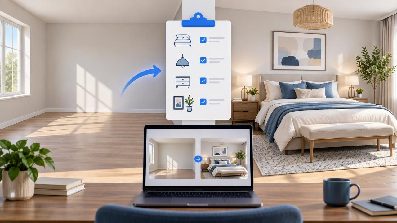Furnish an Empty Bedroom: AI Interior Design Checklist