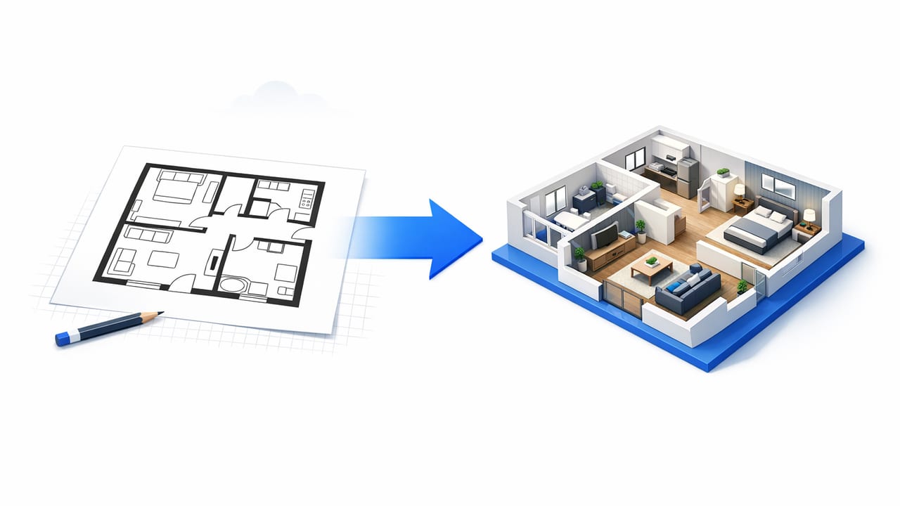 How to Convert a Black-and-White Floor Plan to 3D (Accurately)