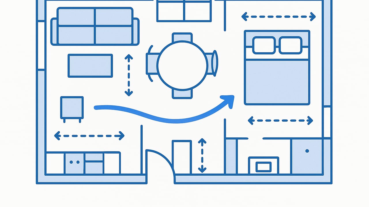 Simple Layout for Rentals: Dimensions, Furniture Sizes, Flow