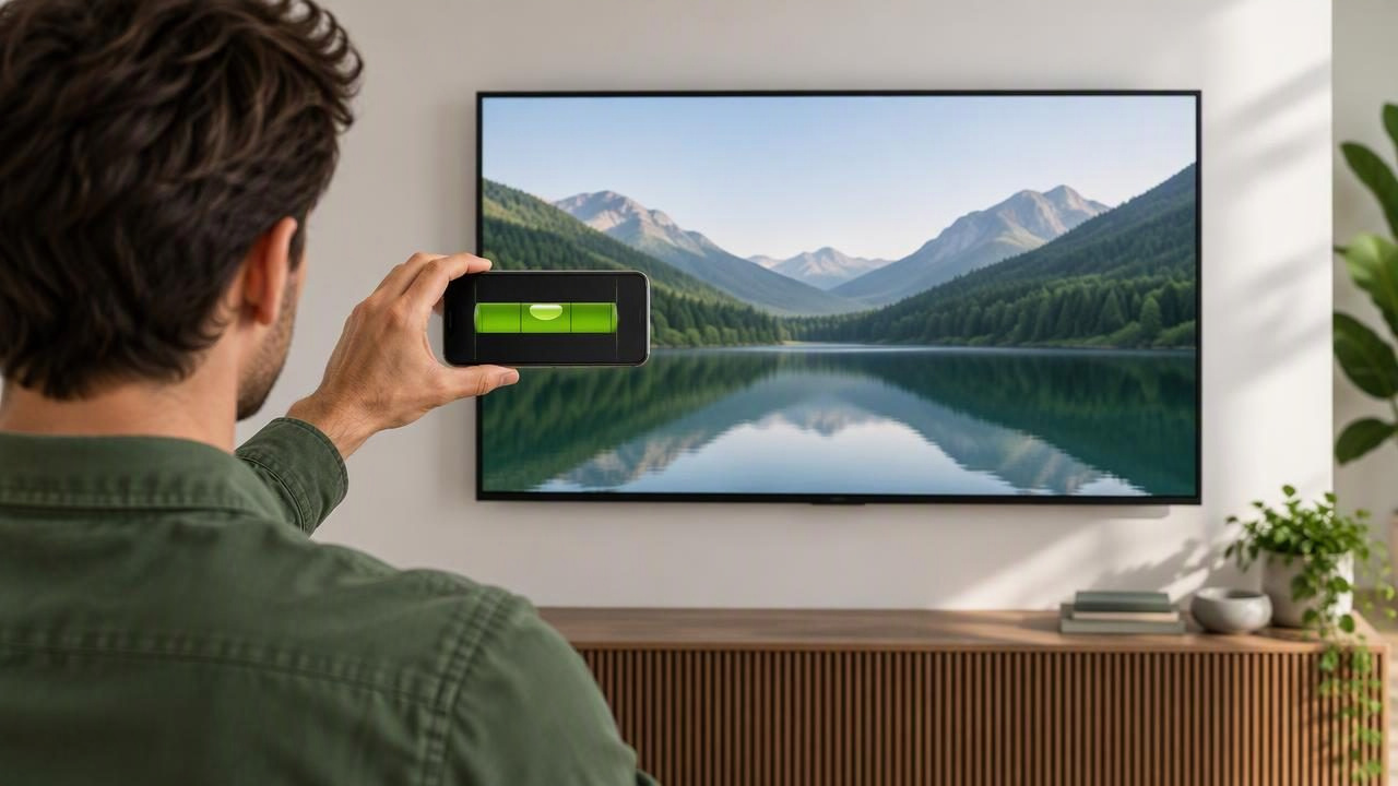 Align a Wall-Mounted TV with an iPhone Digital Spirit Level