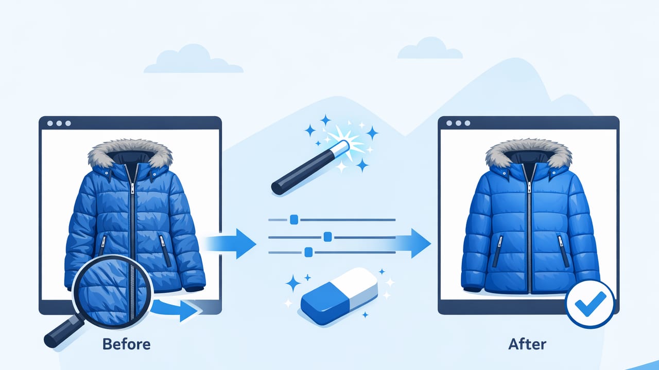 How to Edit Winter Coat Photos to Reduce Creases (Clean Listings)