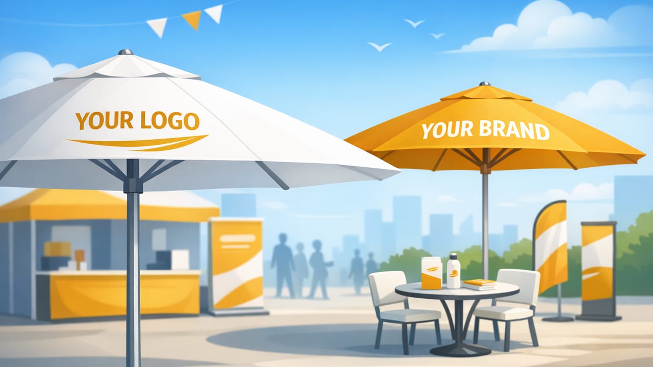 Sombrillas publicitarias: guía para elegir, personalizar y comprar
