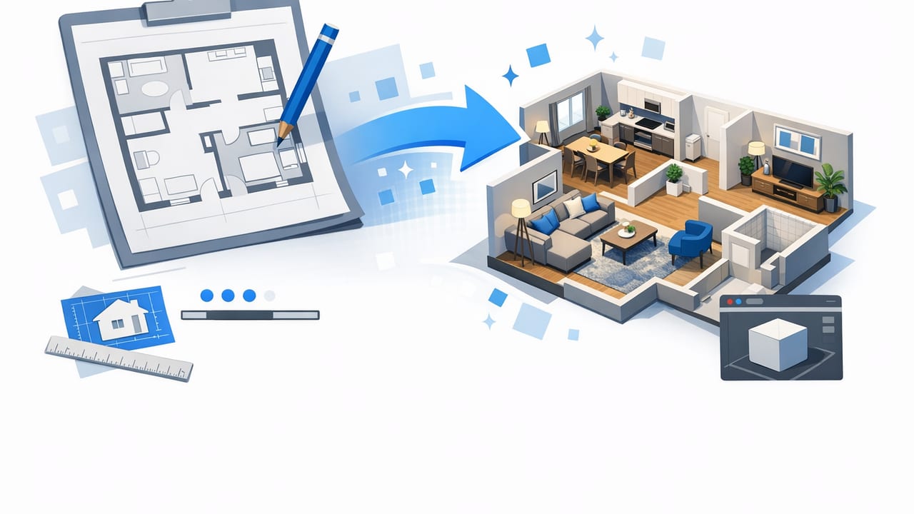 How to Create a Furnished 3D View Based on a Floor Plan